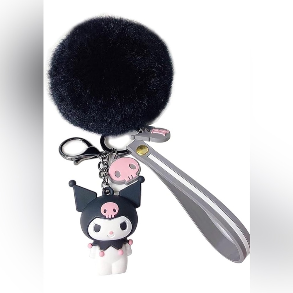 Black and Pink Kuromi Keychain Accessory